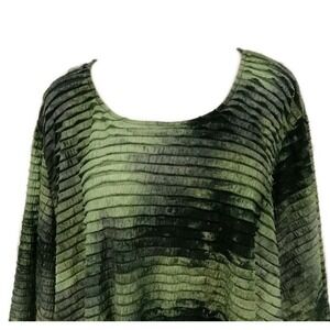 Catherines Ruffled Top Womens‎ Plus 3X Green Tie Dye Tiered Stretch Blouse #515C